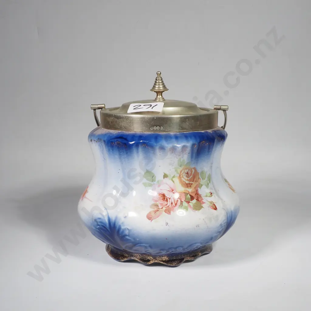Antique Painted Porcelain Biscuit Barrel Image 1++