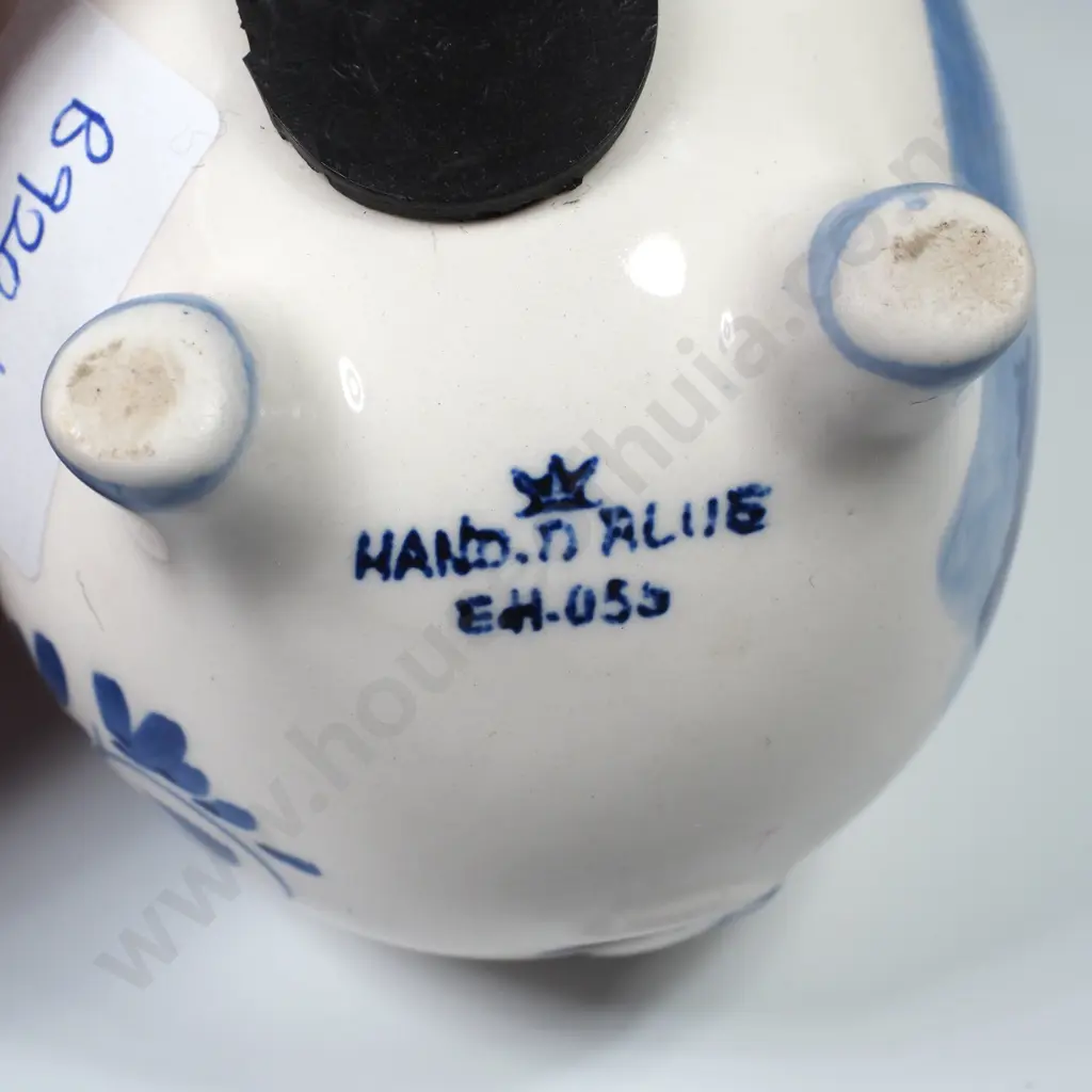 Delft Blue & White 'Piggy Bank' w Windmill Scene Image 1++