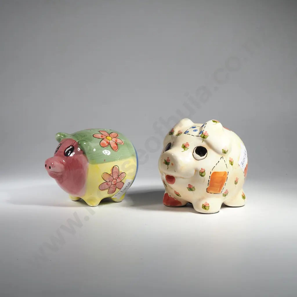 Two Floral China Piggy Banks Image 1++
