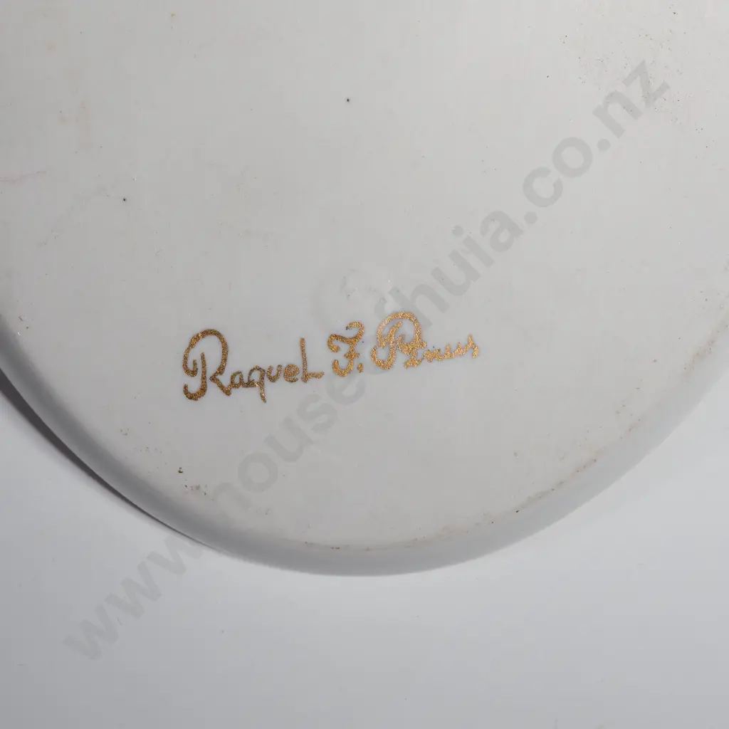 Double Handled Pottery Vase,Porcelain Vase, Victoria Ware Rose Bowl & Three Oval Handpainted Plates,all w Floral Designs Image 1++