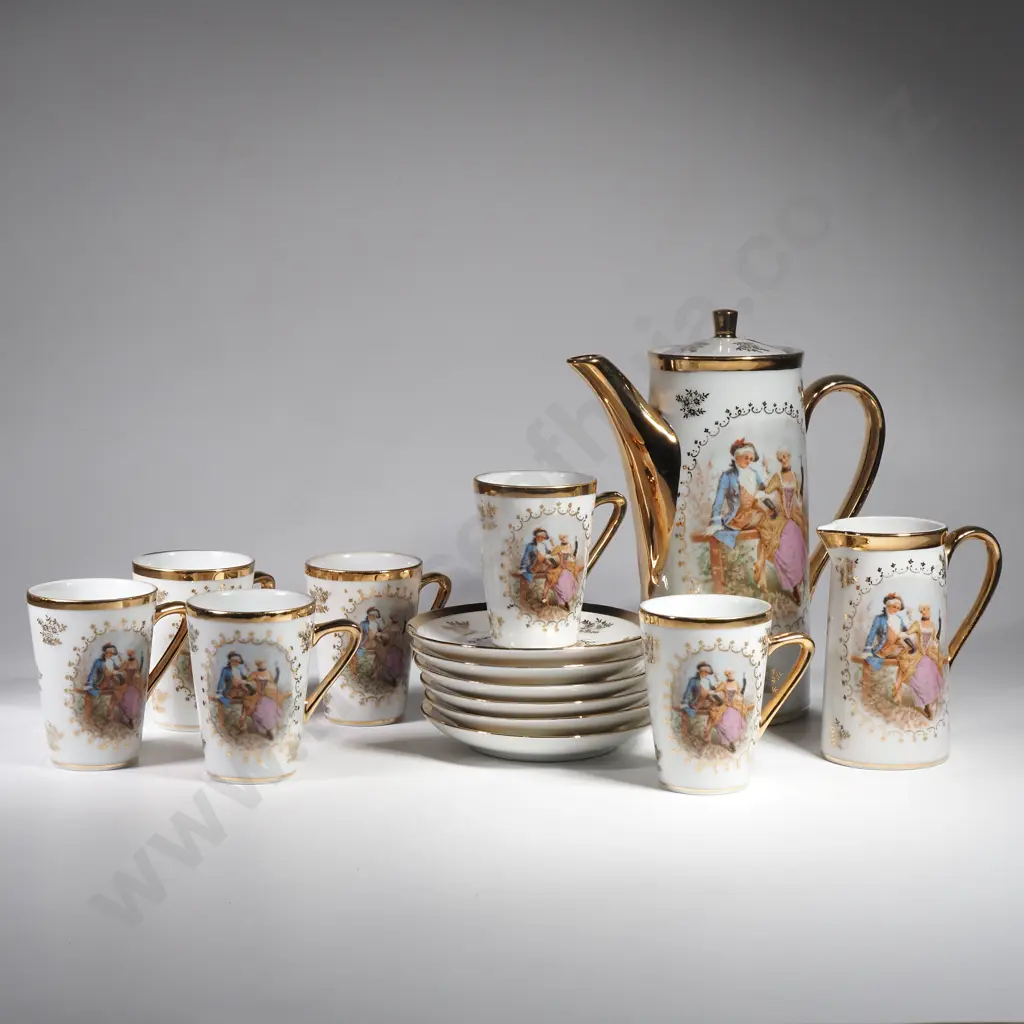 Vintage Porcelain Coffee Set - Unmarked, Possibly Bavarian Image 1++