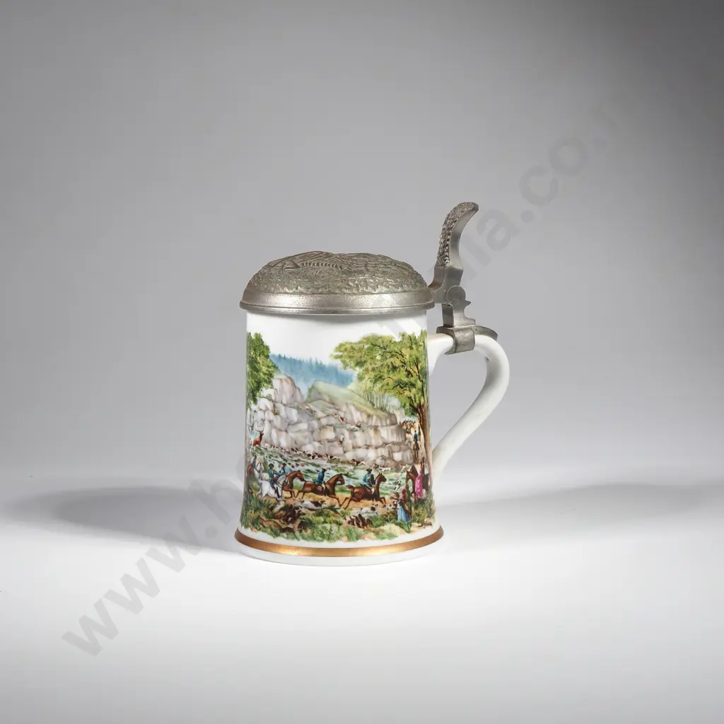 Vintage Stein 'Stag Hunting', Franklin Porcelain Image 1++