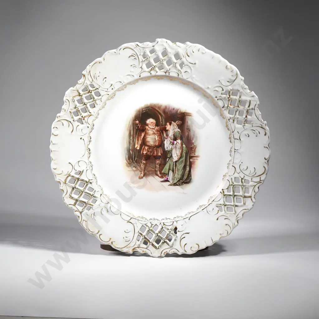 B & L Sepia Tone Ashet w Squirrel & Hazelnut Design & a Wall Plaque w a Central Panel depicting 'Falstaff & Mrs Ford' Image 1++