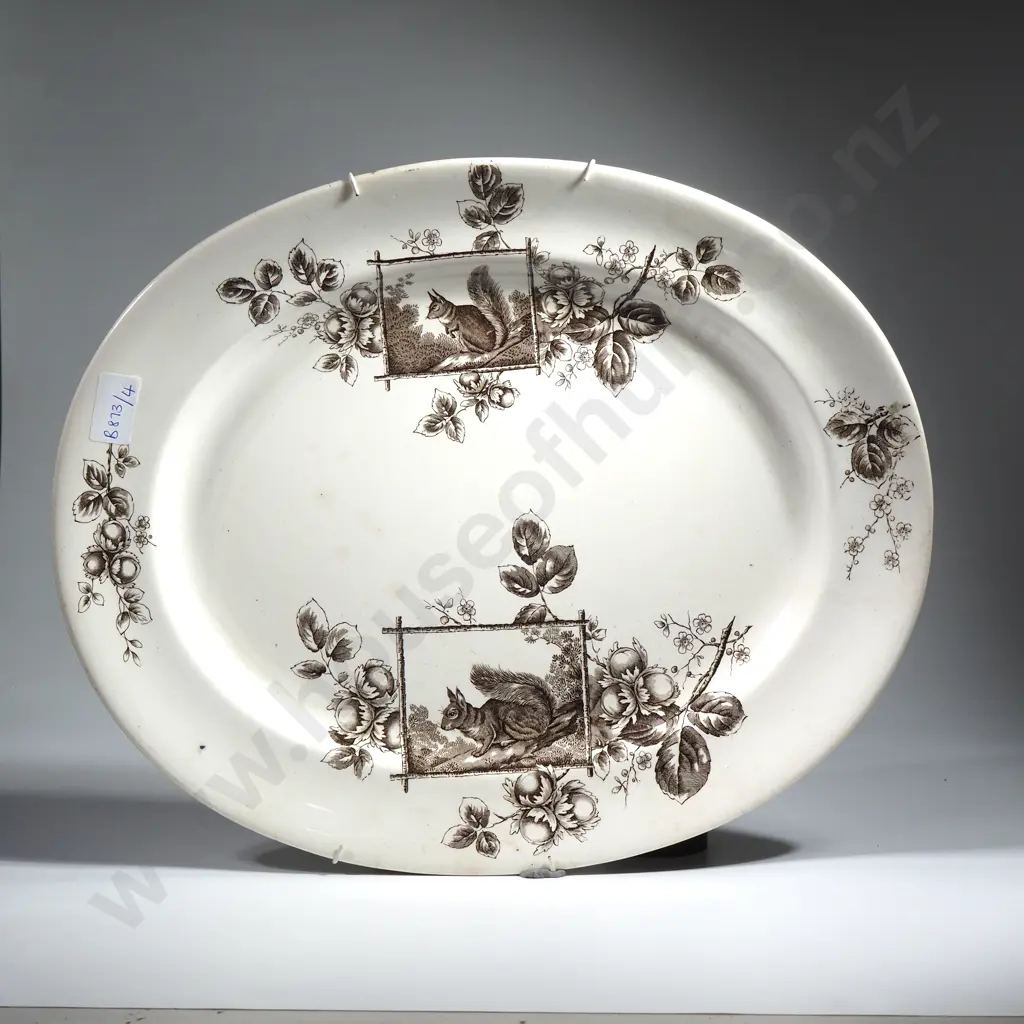 B & L Sepia Tone Ashet w Squirrel & Hazelnut Design & a Wall Plaque w a Central Panel depicting 'Falstaff & Mrs Ford' Image 1++