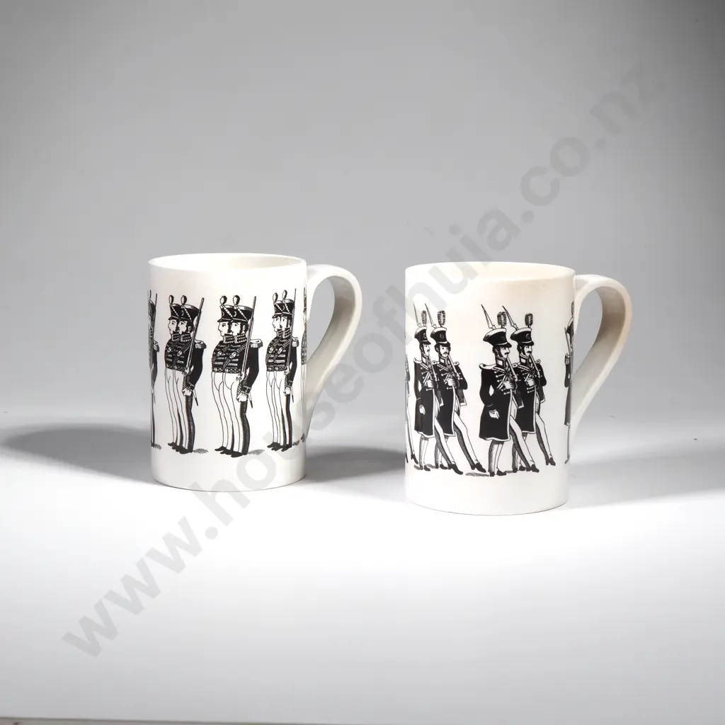 2 x Vintage Portmeirion Pottery 'Reddington's New Foot Soldiers' Mugs a/f Image 1++
