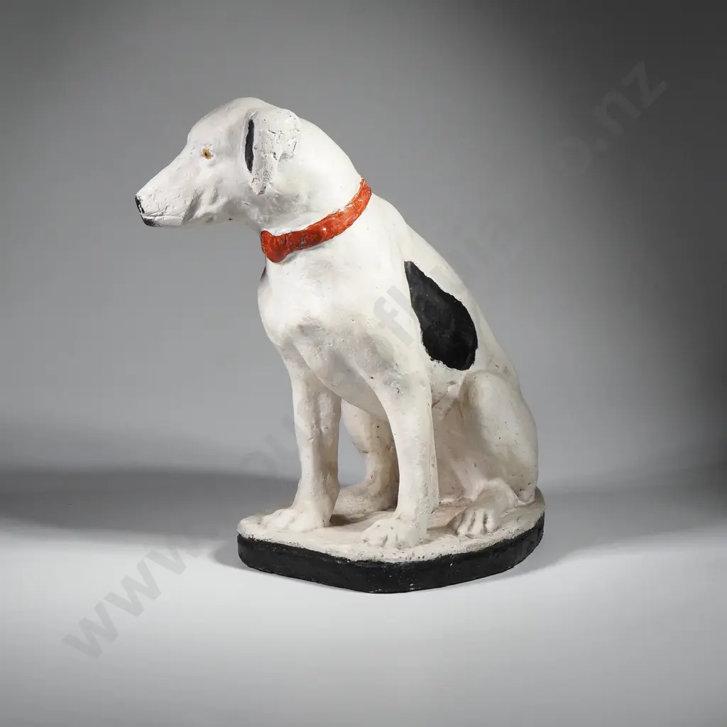 Vintage Composite Figure of a Dog, Repainted in Black & White. Possibly Nipper 'His Master's Voice' Mascot Image 1++