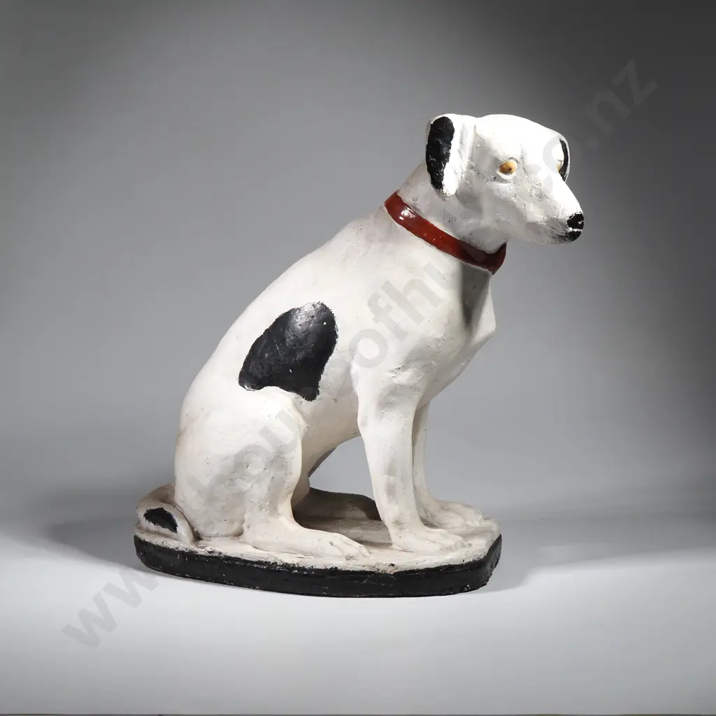 Vintage Composite Figure of a Dog, Repainted in Black & White. Possibly Nipper 'His Master's Voice' Mascot Image 1++