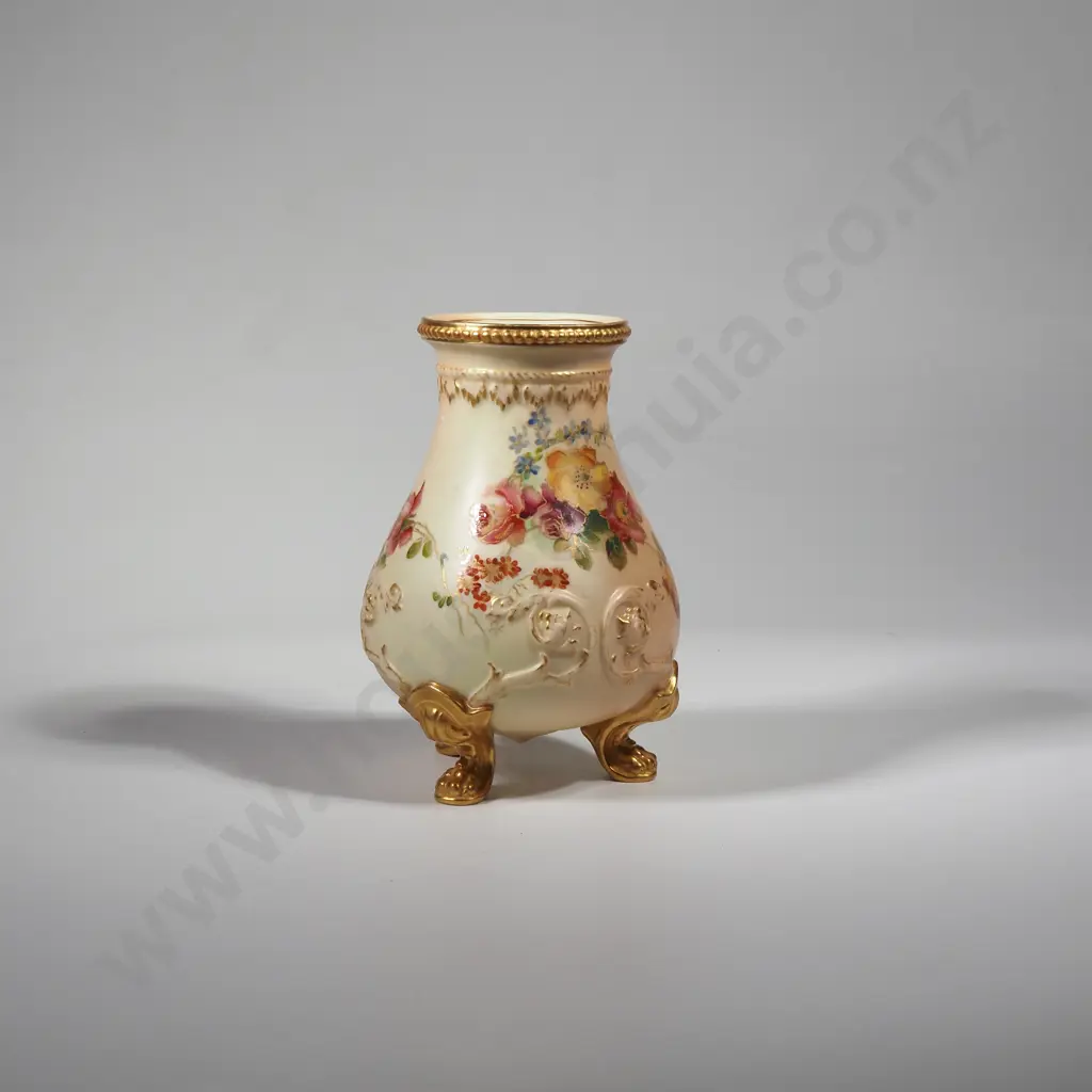 Antique Royal Worcester Hand Painted Blush Ivory Lidded Vase (Missing Lid) Image 1++