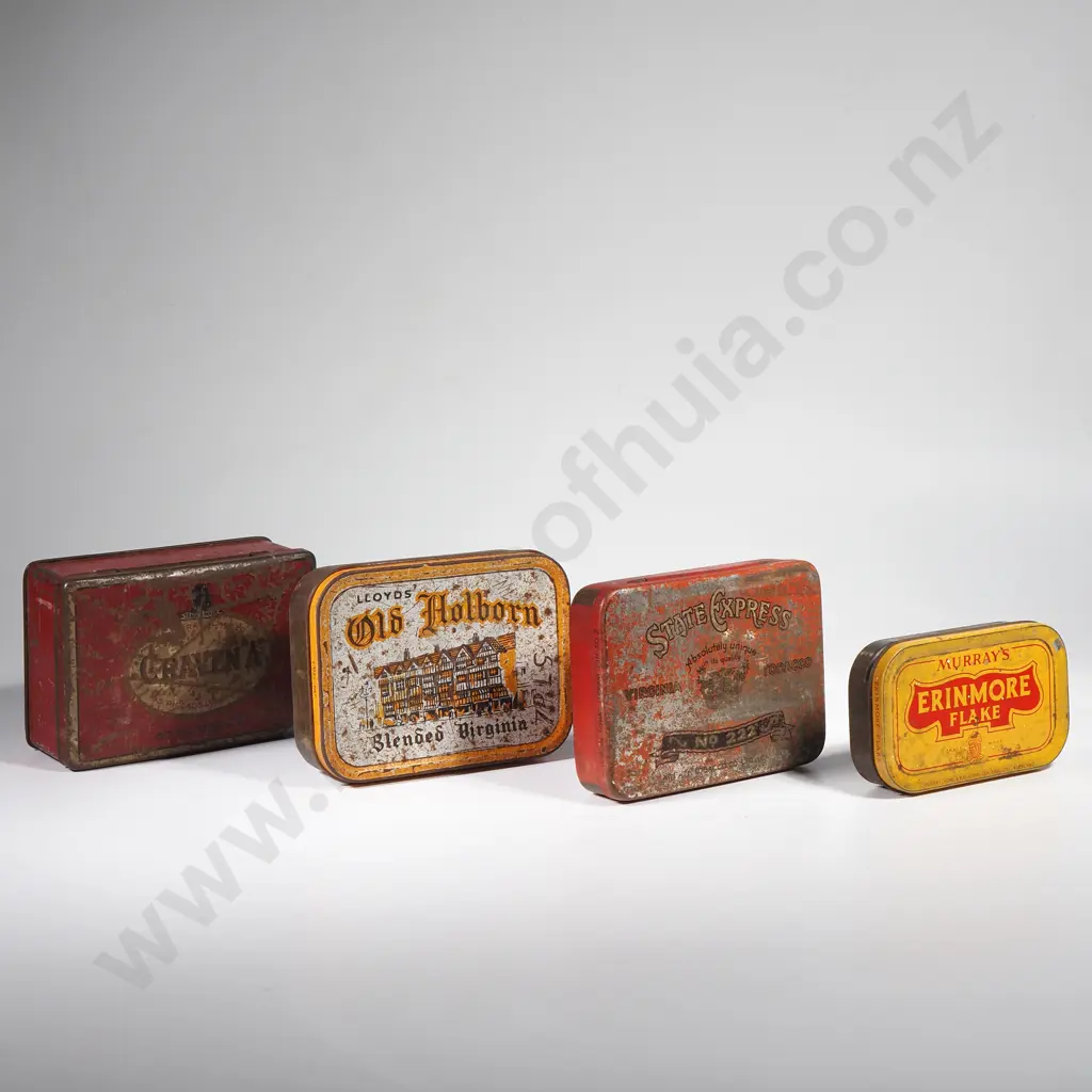 4 x Vintage Tobacco Tins - Old Holborn, State Express No 222, Craven A & Murray's Erinmore Flake Image 1++