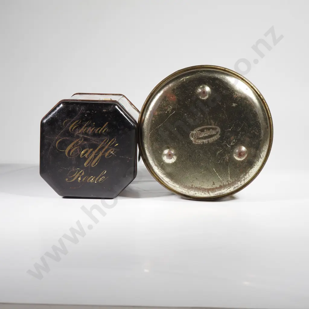 Vintage Meister Tea Tin w Achindo Caffe Reale Tin Image 1++