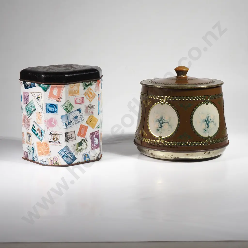 Vintage Meister Tea Tin w Achindo Caffe Reale Tin Image 1++
