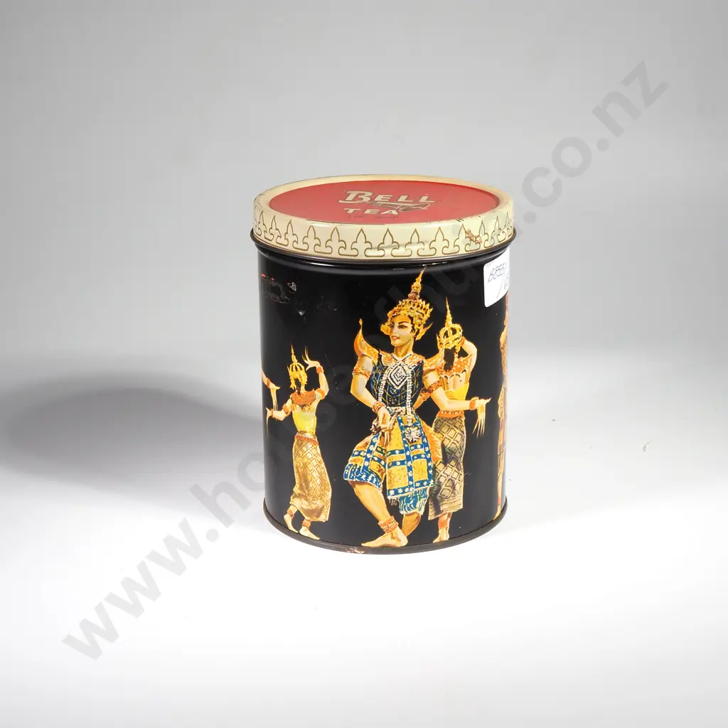 Vintage NZ Bell Tea 1lb Tin w Thai Style Dancers Image 1++