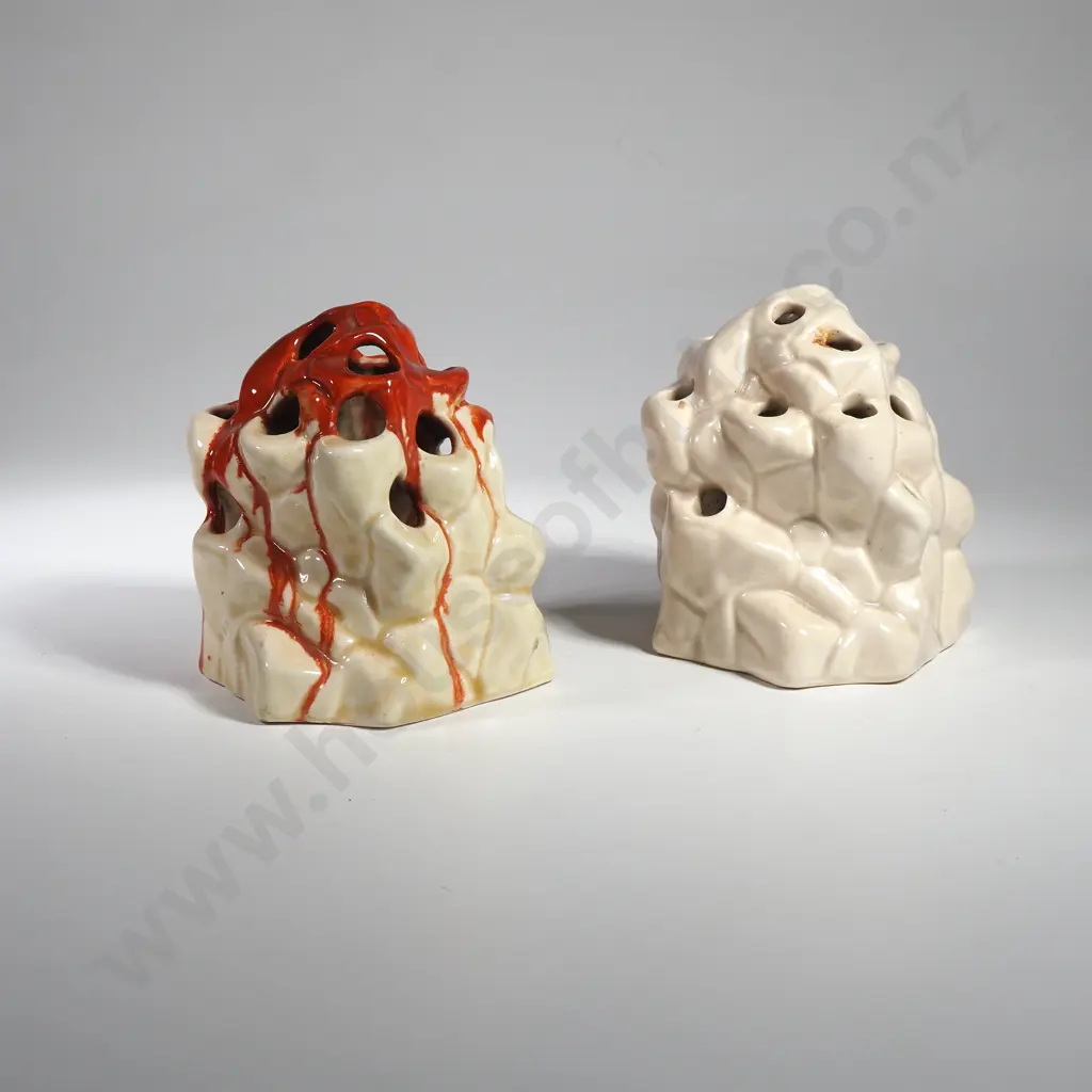 Pair of Clarice Cliff Ceramic Flower Frogs Image 1++