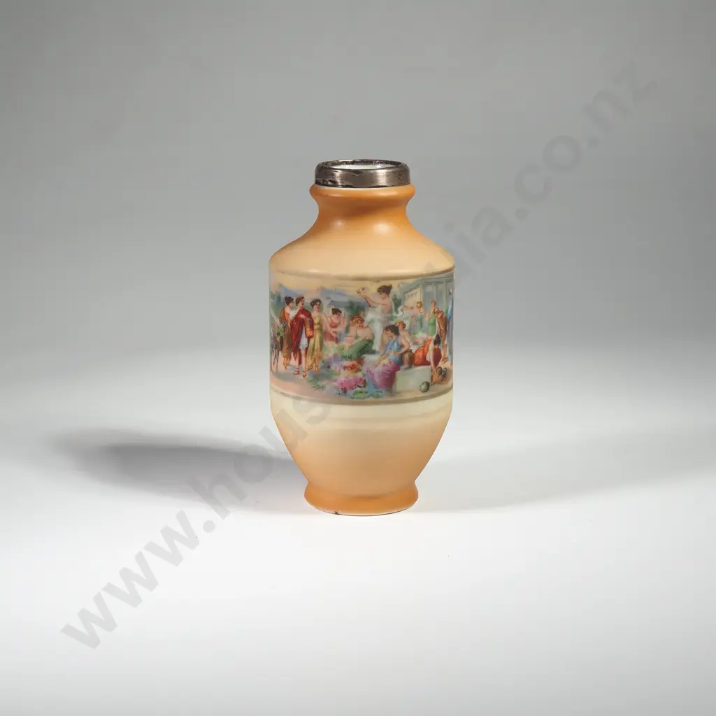 Decorative Continental Porcelain Vase w Sterling Silver Top Image 1++