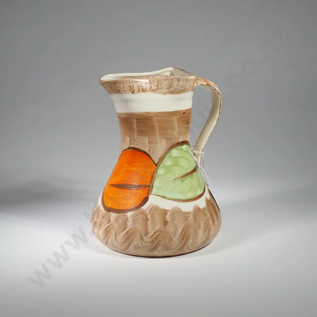 Vintage Myott Chicken Neck or Dante Jug w Vibrant Handpainted Orange & Yellow Leaf Design from their Leaves Series 2684F Image 1++
