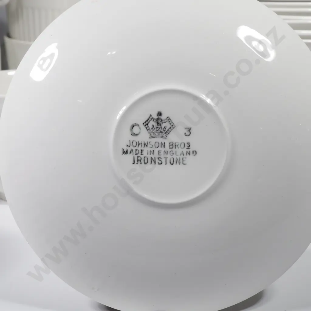 Part White Johnson Bros. Dinner Set w Fluted Rim Image 1++
