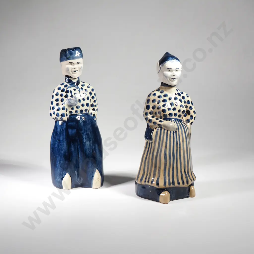 Vintage Delft Pottery Liquor Bottles - Heads Fixed Image 1++
