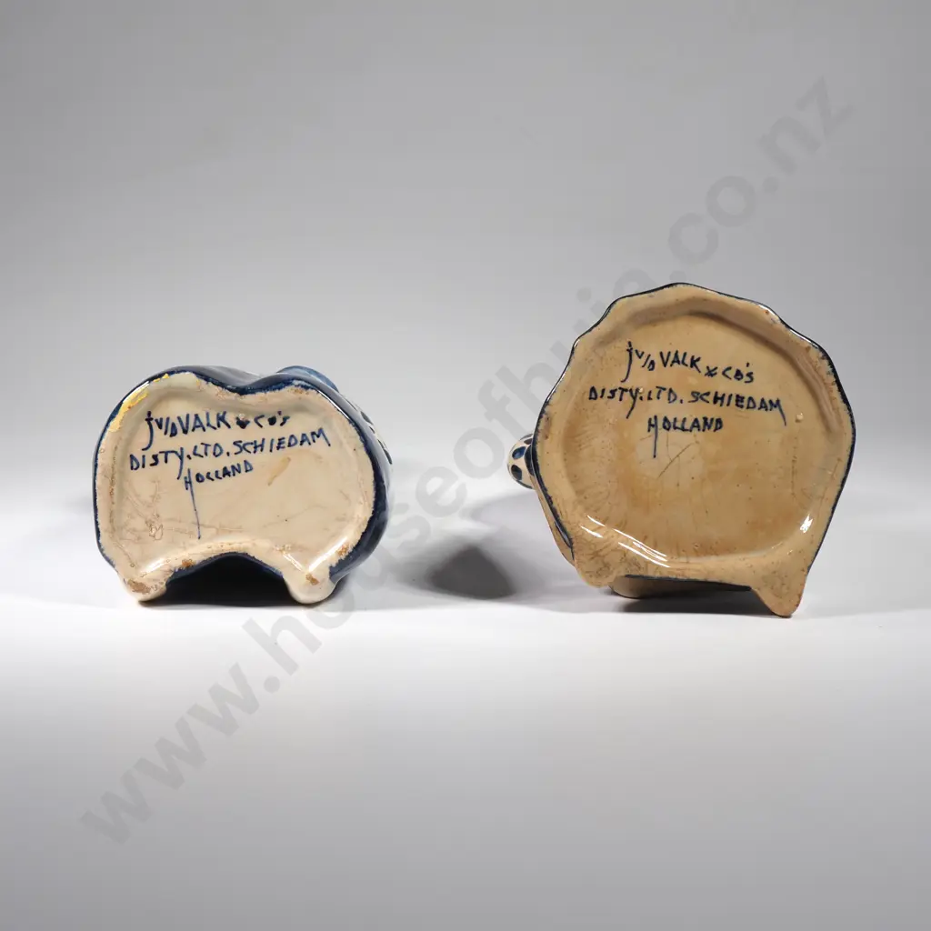 Vintage Delft Pottery Liquor Bottles - Heads Fixed Image 1++