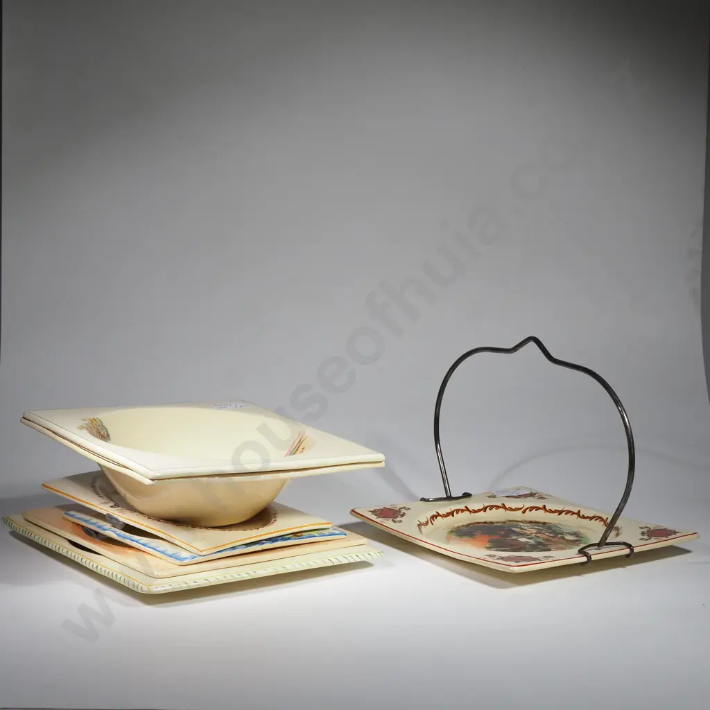 Assorted Royal Staffordshire 'The Biarritz' Plates of Various Types - 1 x Clarice Cliff Plate Image 1++