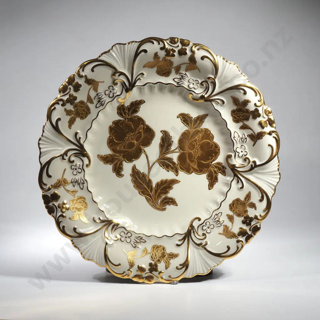 Large German Waldershof Heavily Gilded Porcelain Serving Dish Image 1++