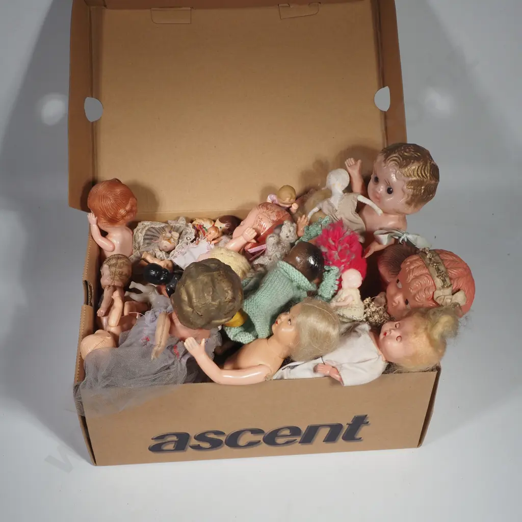 Box of Miniature & Small Dolls Image 1++