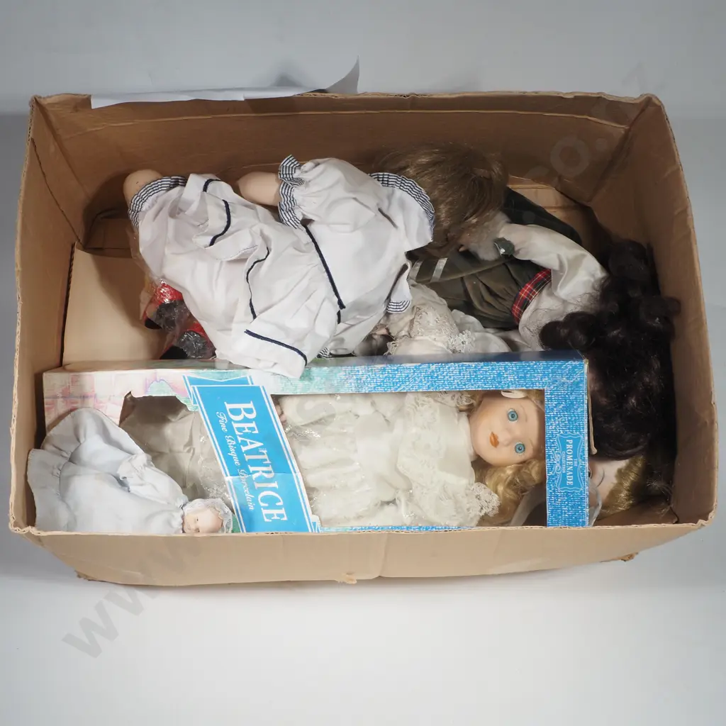 Box of Reproduction China Faced Dolls Image 1++