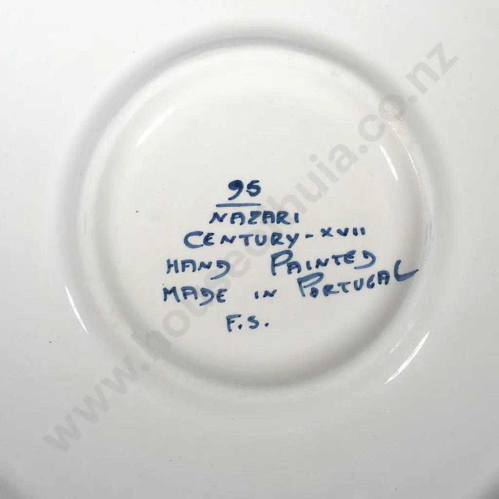 Portuguese Pottery Large Charger / Bowl w Delft Style Decoration Image 1++