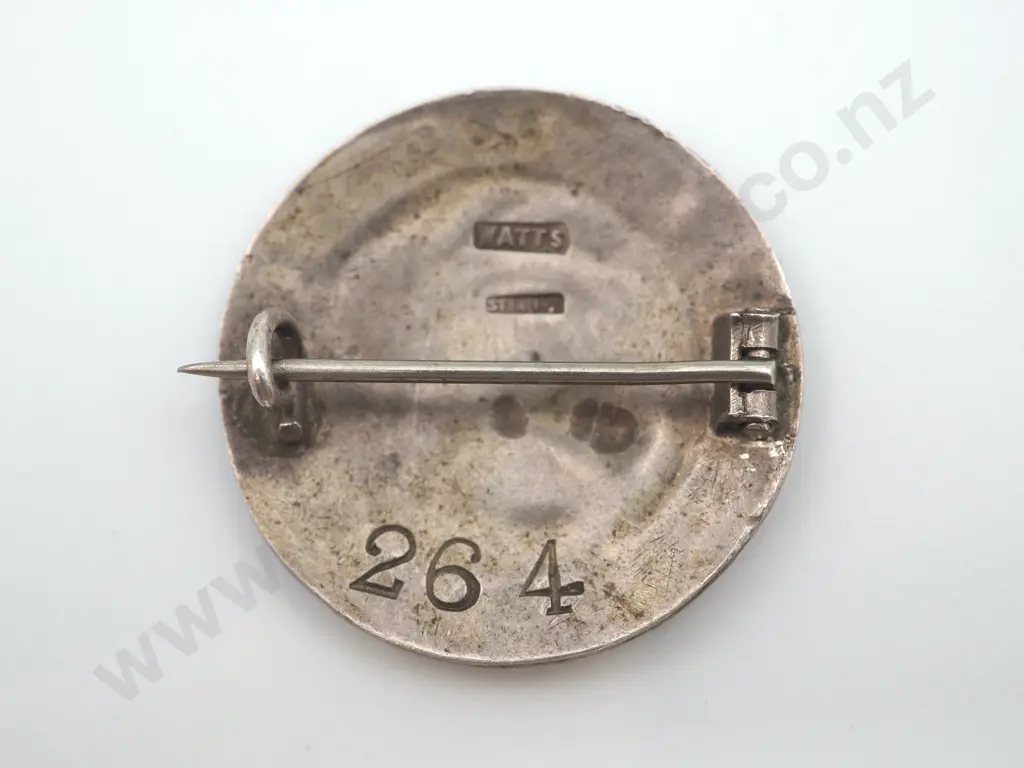 Reuben Watts, Sterling Silver, Auckland Returned Soldiers Association (ARSA) Badge Image 1++