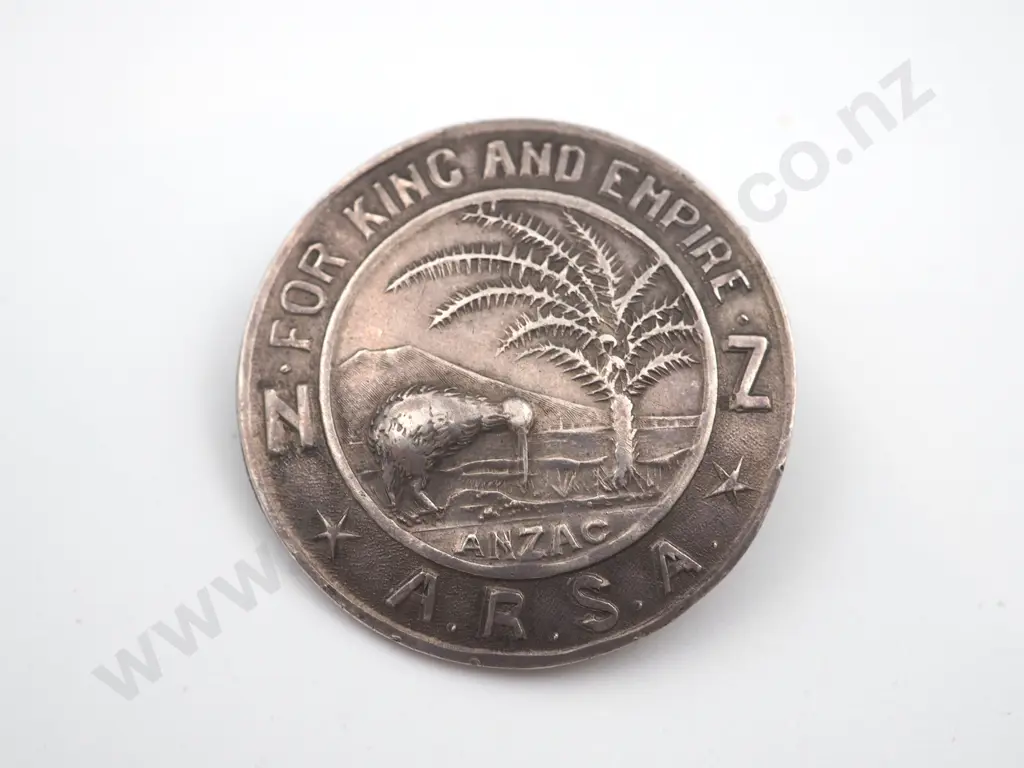 Reuben Watts, Sterling Silver, Auckland Returned Soldiers Association (ARSA) Badge Image 1++