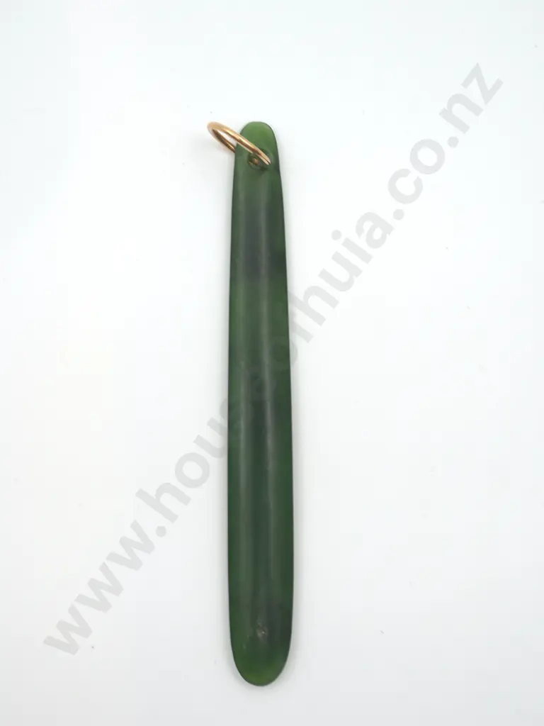 Long Tear Drop Greenstone Pendant with 9ct Gold Bail Image 1++