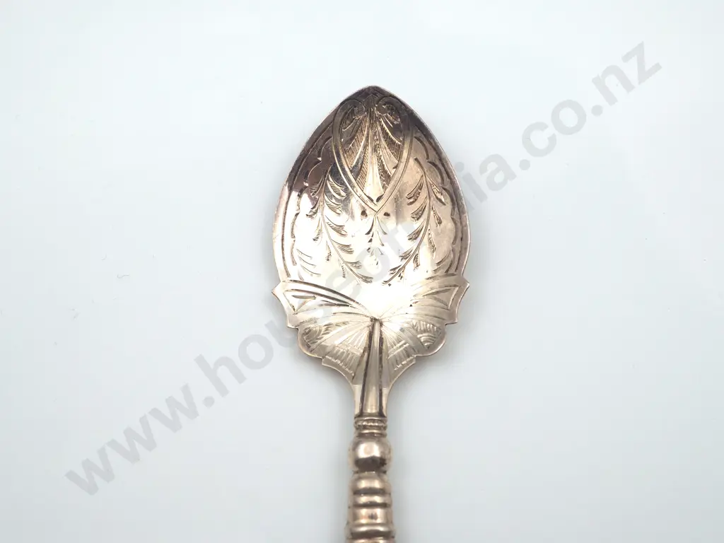 Cased Pair of Sterling Silver  Kawakawa Greenstone Jam Spoons Image 1++