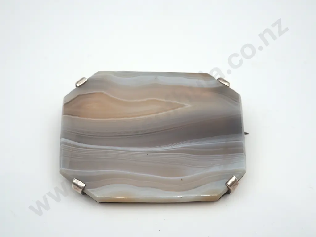 Young & Co Agate Sterling Silver Brooch Image 1++