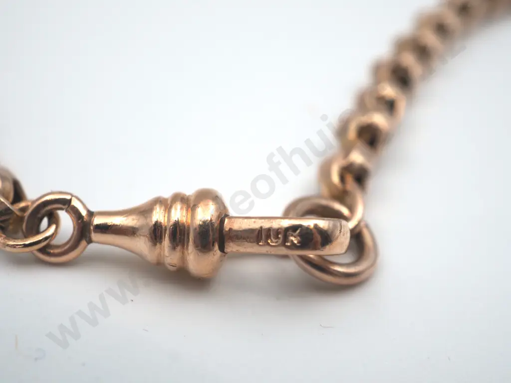 Fob Chain in Transluscent Greenstone & 9ct Gold. Image 1++