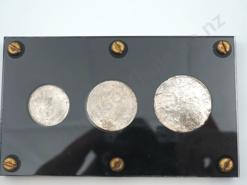 Cased set of three sterling silver coins from the Elingamite Shipwreck, 1902 Image 1++