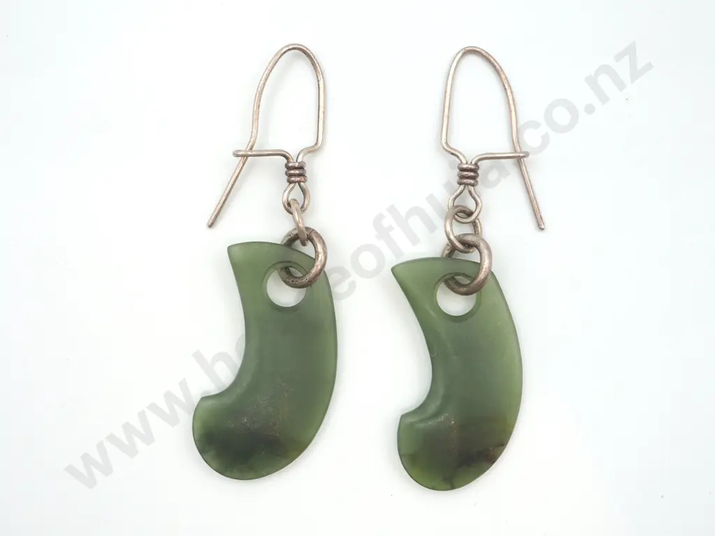 "Al Brown" Carved Greenstone Earrings Image 1++