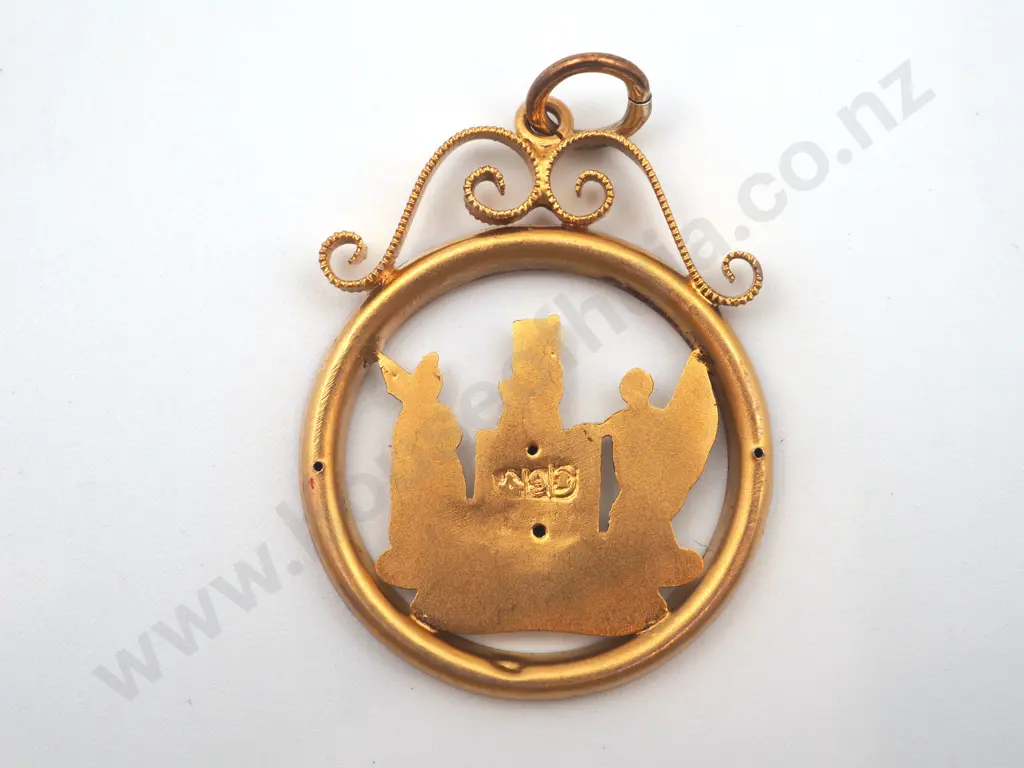 New Zealand Coat of Arms in 9ct Rose Gold w Gilding Pendant "Fun for the civil servant in your life" Image 1++