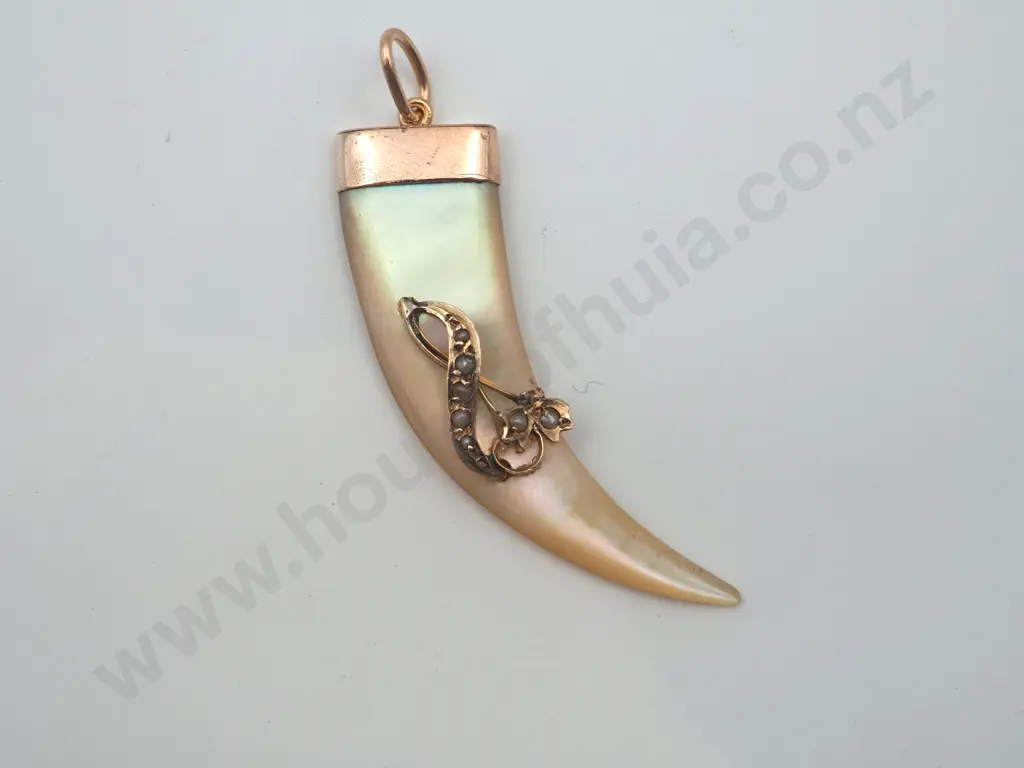 Tusk Shaped Pendant in Mother of Pearl Image 1++