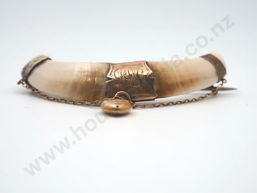 Large Double Boar Tusk Brooch in 9ct Gold Image 1++