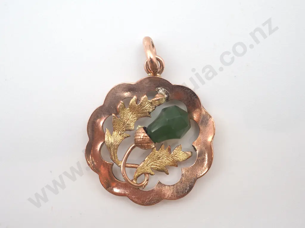 Decorative Greenstone Thistle Pendant Image 1++