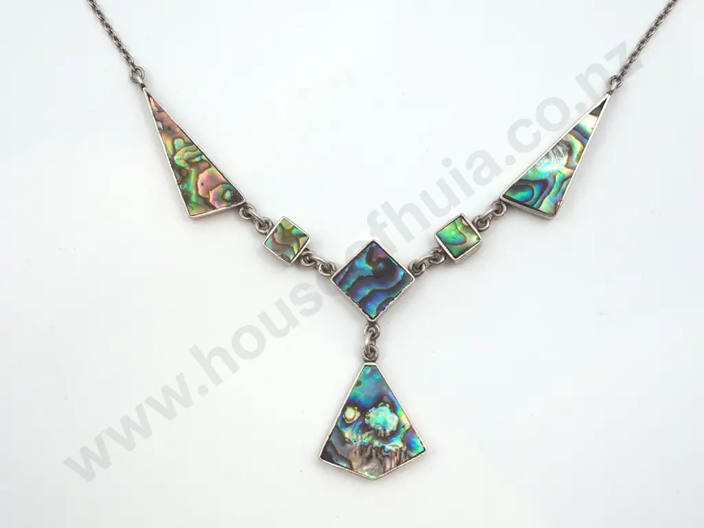 Vintage Paua Sterling Silver Necklace Image 1++