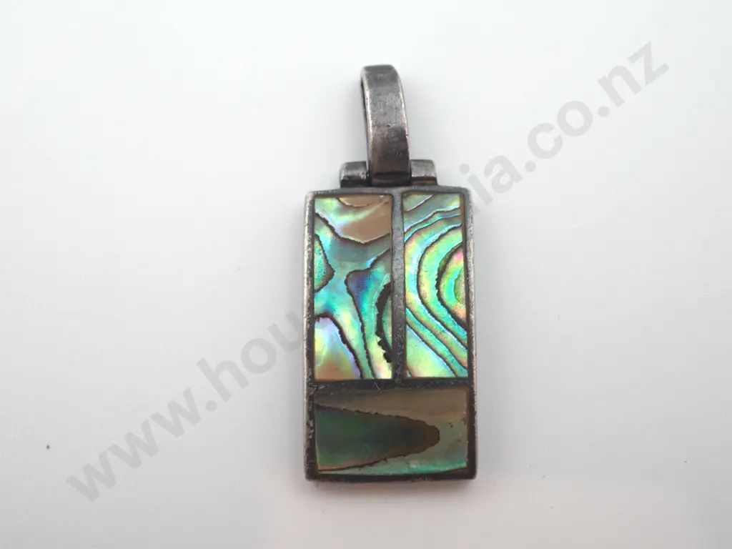 Vintage Sterling Silver Paua Pendant Image 1++