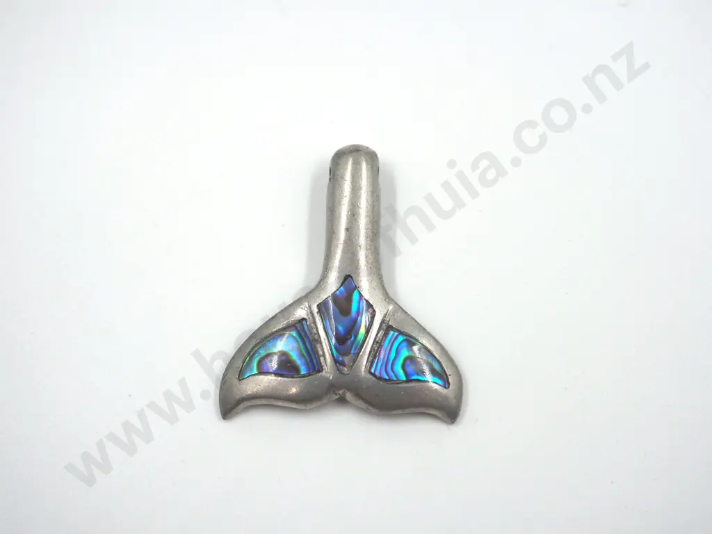 Silver Paua Shell Whale Tail Pendant Image 1++