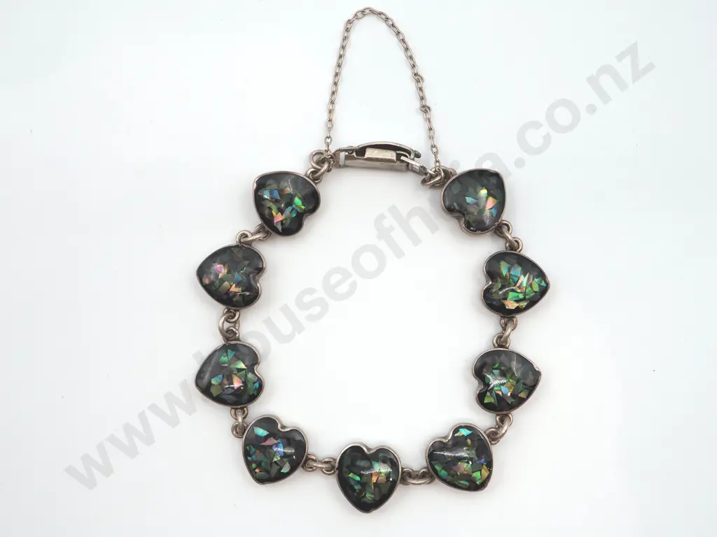 Sterling Silver Heart Paua Shell bracelet Image 1++