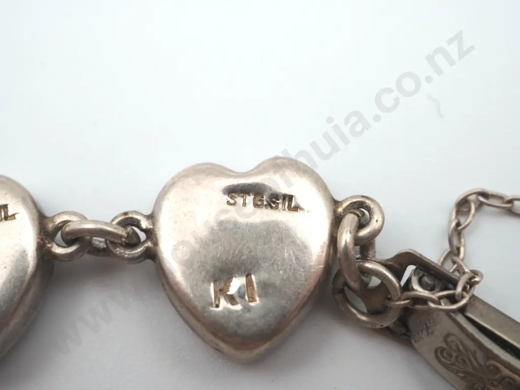 Sterling Silver Heart Paua Shell bracelet Image 1++