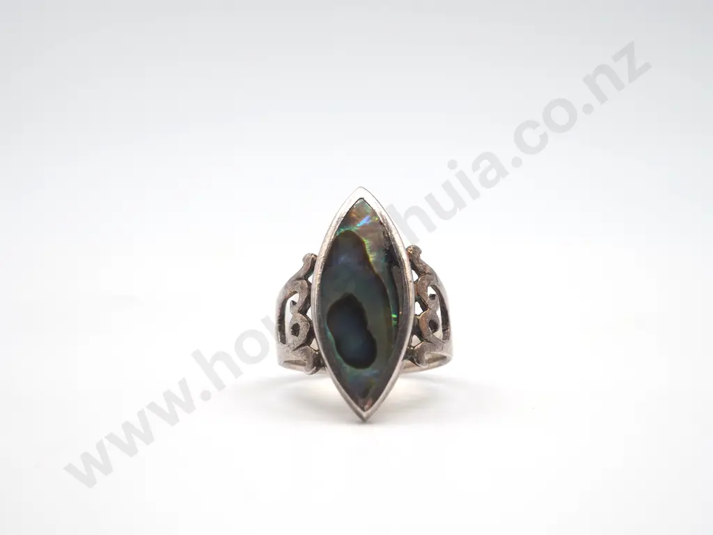 Vintage Paua Shell Sterling Silver Ring Image 1++