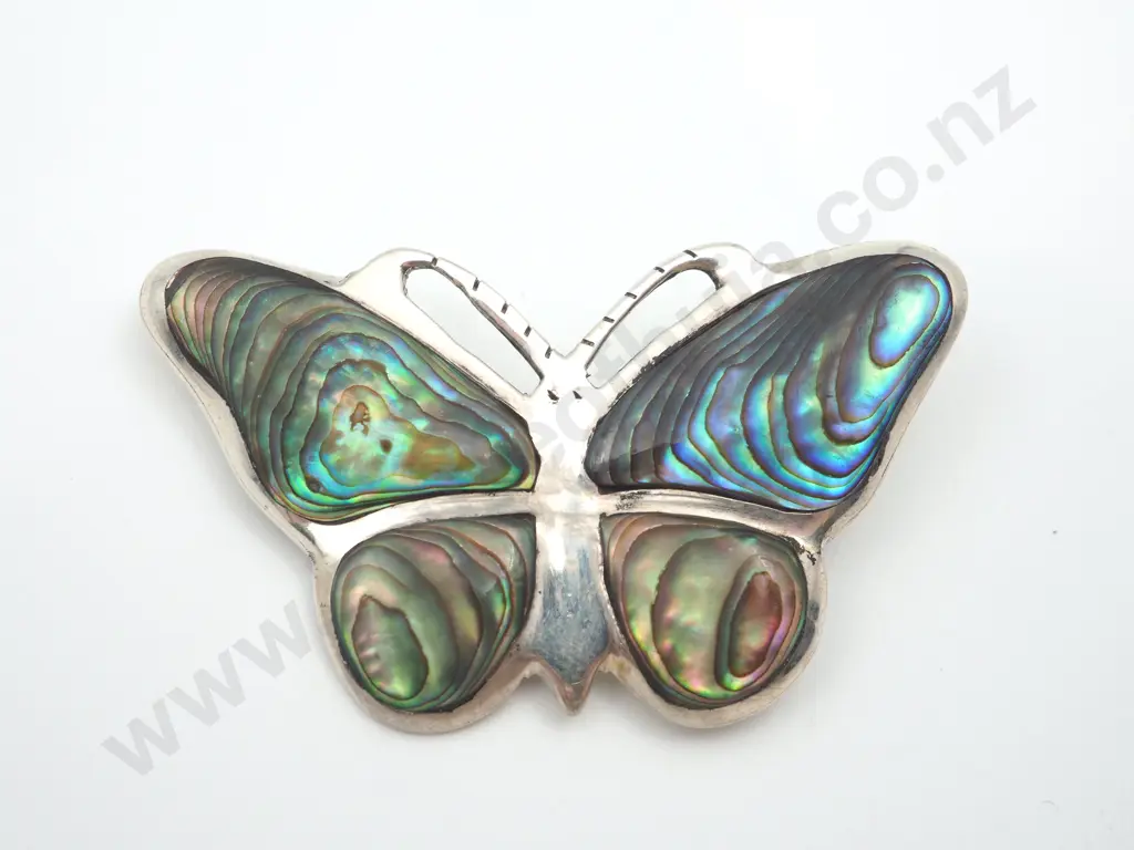 Vintage Sterling Silver Paua Butterfly Image 1++