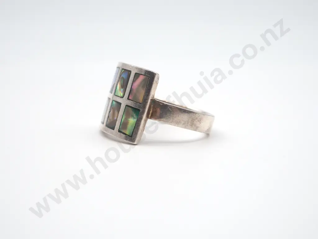 Vintage Sterling Silver Paua Shell Ring Image 1++