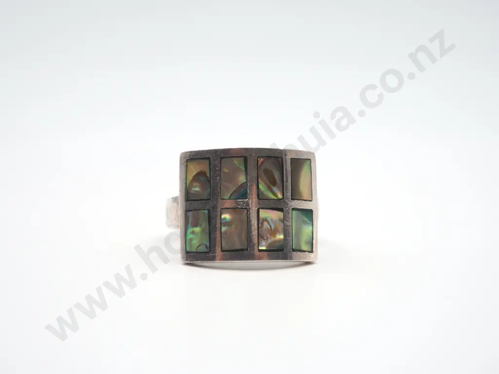 Vintage Sterling Silver Paua Shell Ring Image 1++