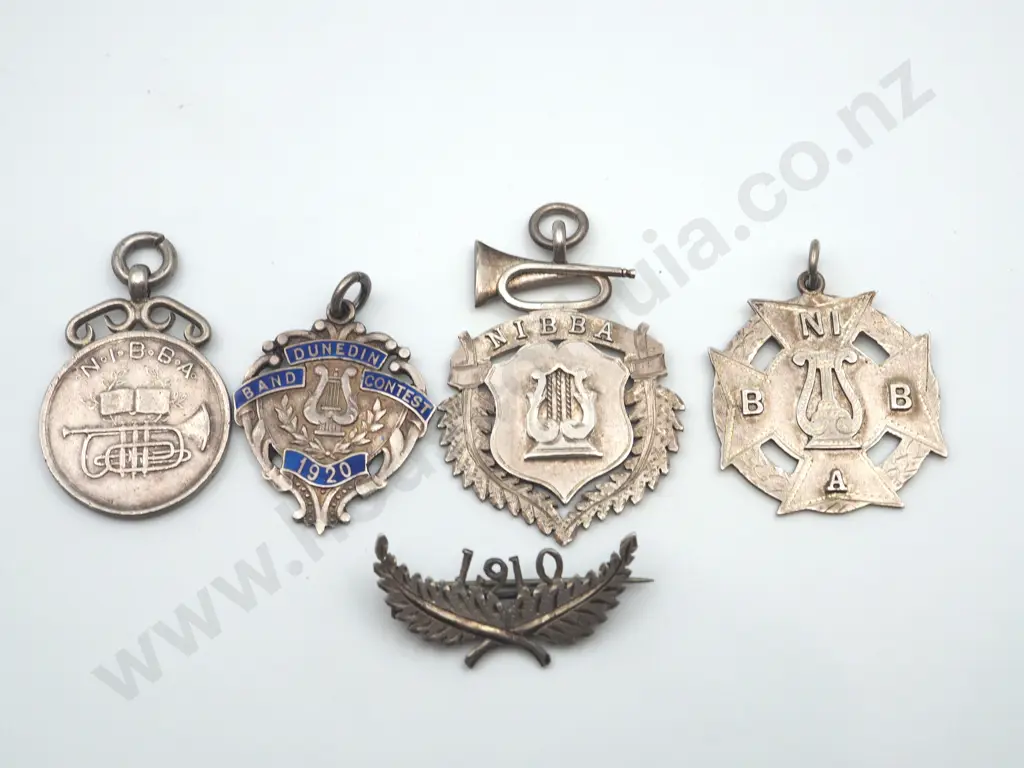 5 x sterling silver Brass Band medals awarded to “TROWNSON”, 1909 to 1920 Image 1++