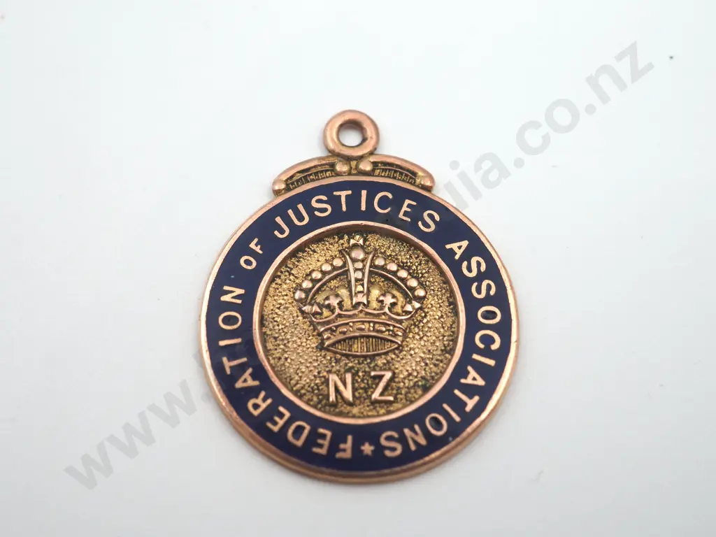 NZ Federation Justicies Association 9ct 6.94 Grams Gold Fob Image 1++